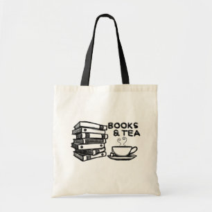 Bolso De Tela Libros y té dibujados mano
