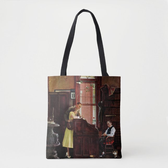 Bolso De Tela Licencia matrimonial de Norman Rockwell (Anverso)