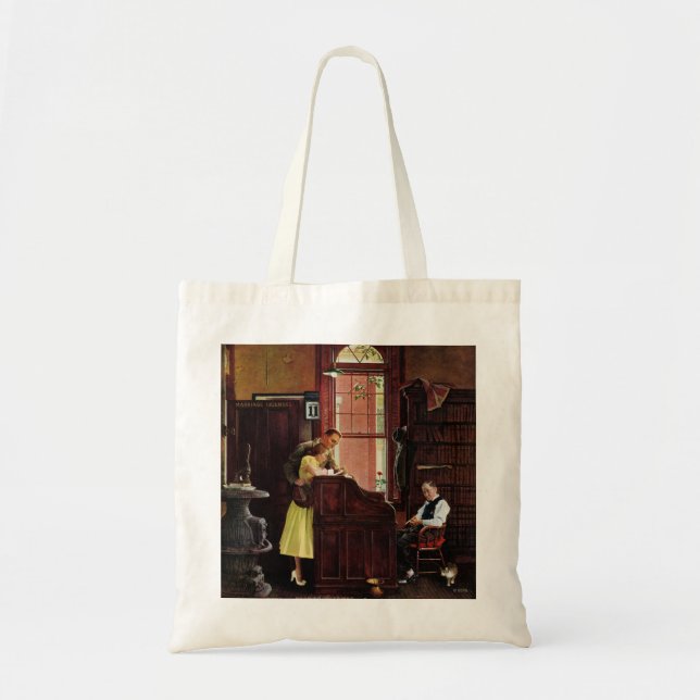Bolso De Tela Licencia matrimonial de Norman Rockwell (Frente)
