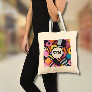 Bolso De Tela Licorice Allanor Monograma Iniciales Tote Bag