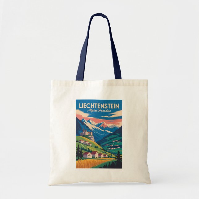Bolso De Tela Liechtenstein Landscape Illustration Travel Art (Frente)
