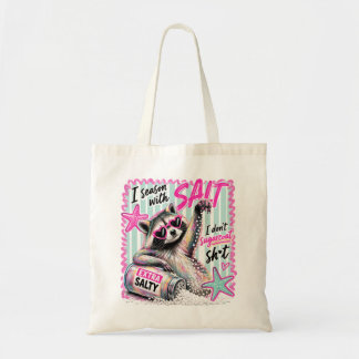 Bolso De Tela Lienzo divertido de mapache de playa salado y desc