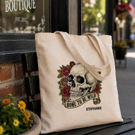 Bolso De Tela Lienzo gótico de cráneos y rosas vintage