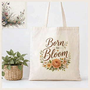 Bolso De Tela Lienzo Gráfico Floral Boho Nacido para Florecer