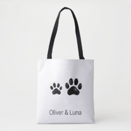 Bolso De Tela Lienzo Minimalista de Dos Huellas de Mascotas con 
