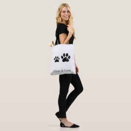Bolso De Tela Lienzo Minimalista de Dos Huellas de Mascotas con