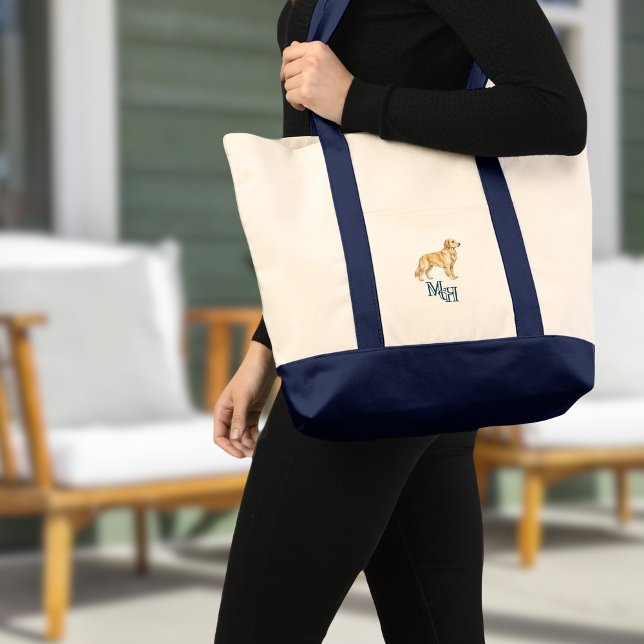 Bolso De Tela Lienzo monograma de Golden Retriever (Personalize this Golden Retriever Monogram Canvas Tote Bag on Zazzle!)