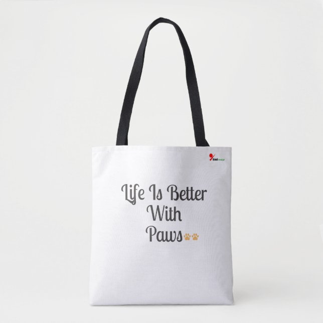 Bolso De Tela Life is Better with Paws Tote Bag | Minimalist Dog (Anverso)