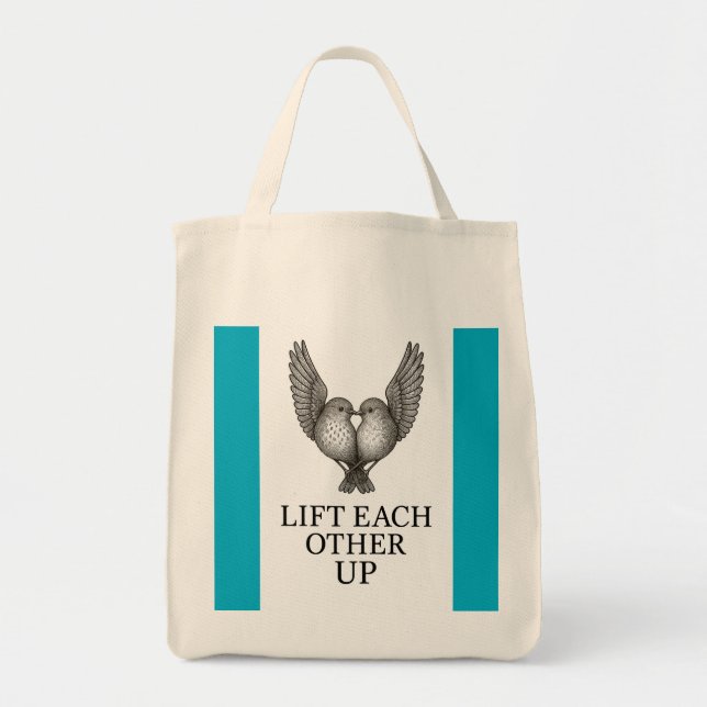 Bolso De Tela "Lift Each Other Up" Birds. Tote Bag (Frente)