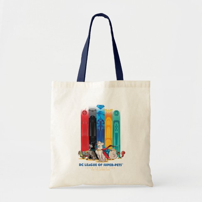 Bolso De Tela Liga DC de Super Mascotas Metropolis Towers (Frente)