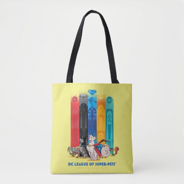 Bolso De Tela Liga DC de Super Mascotas Metropolis Towers (Anverso)