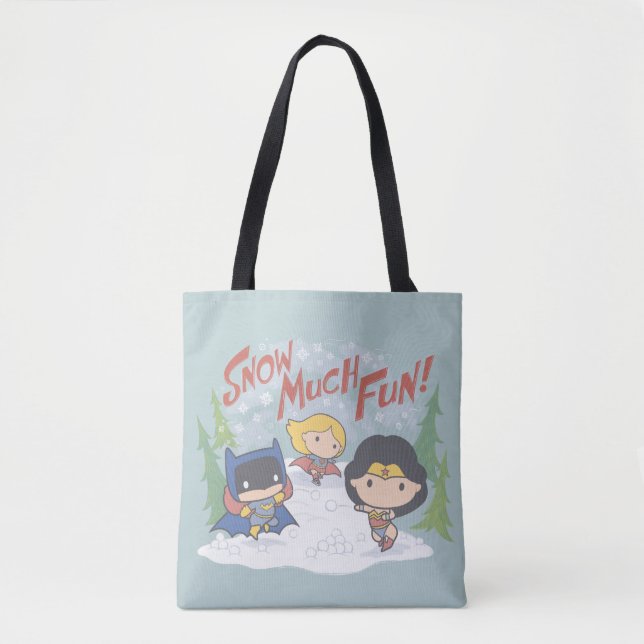 Bolso De Tela Liga de la Justicia Chibi Snowball Fight (Anverso)