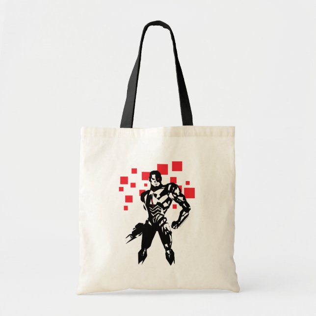 Bolso De Tela Liga de la Justicia | Cyborg Digital Noir Pop Art (Frente)