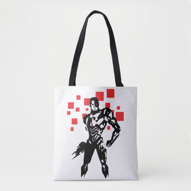 Bolso De Tela Liga de la Justicia | Cyborg Digital Noir Pop Art (Anverso)