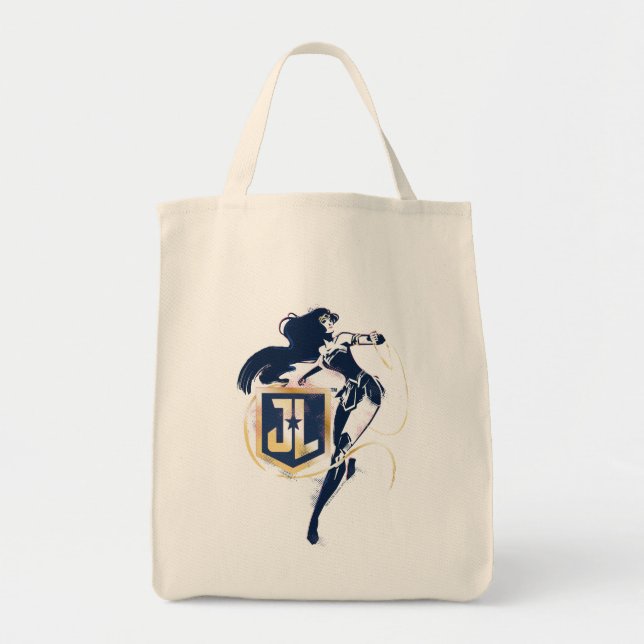 Bolso De Tela Liga de la Justicia | Mujer Maravilla y arte pop d (Frente)