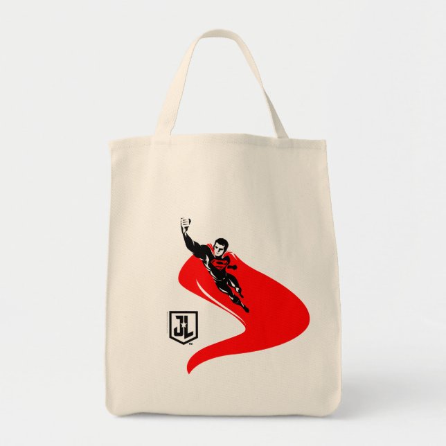 Bolso De Tela Liga de la Justicia | Superman Flying Noir Pop Art (Frente)