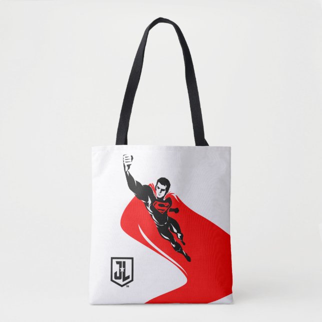 Bolso De Tela Liga de la Justicia | Superman Flying Noir Pop Art (Anverso)