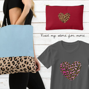 Bolso De Tela Light blue tote bag / Bag with leopard trim