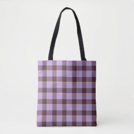Bolso De Tela Light Wisteria and Livid Brown Plaid Purple