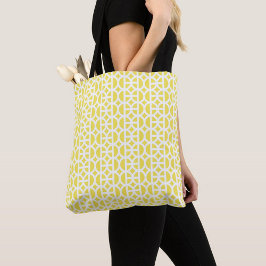 Bolso De Tela Light Yellow Circular Pattern Tote