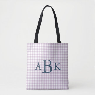 Bolso De Tela Lila Morado Gingham Monogramado