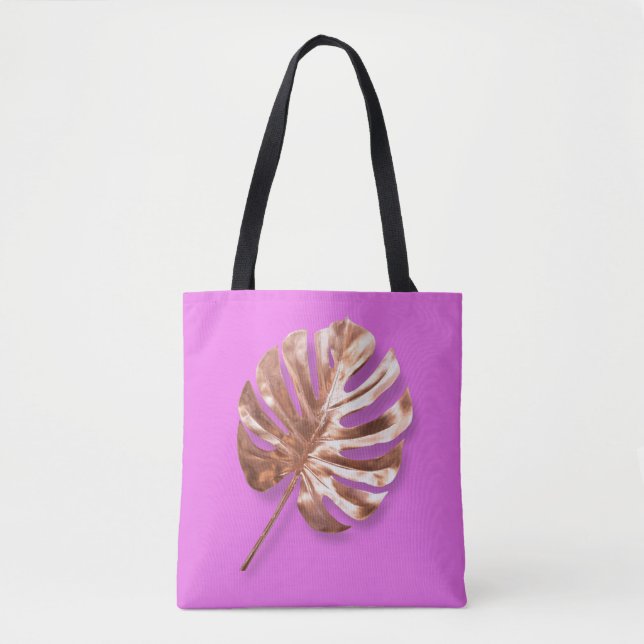 Bolso De Tela Lila Rosa Dorada (Anverso)