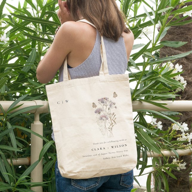 Bolso De Tela Lilac Boho Wildflower Fern Boda Botánico (Subido por el creador)