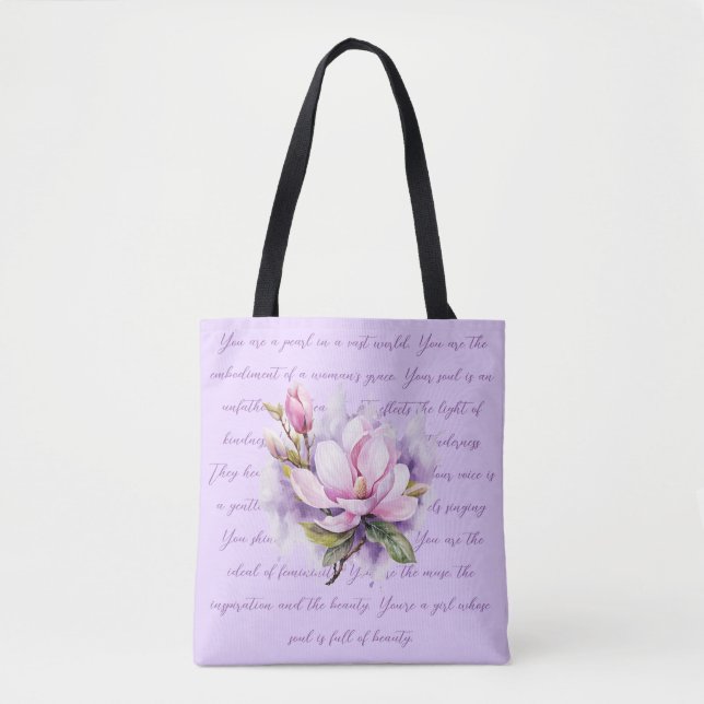 Bolso De Tela Lilac Flowers Watercolor Shoper (Anverso)