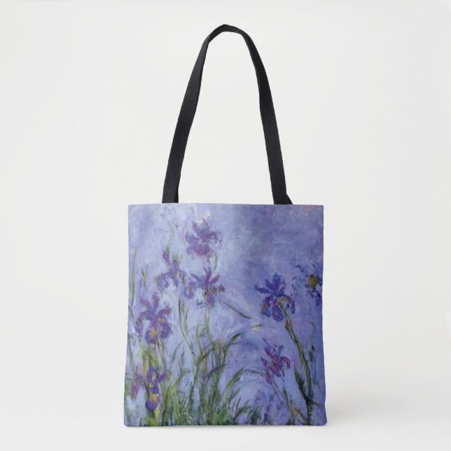 Bolso De Tela Lilac Irises por Tote Claude Monet (Anverso)