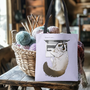 Bolso De Tela Lilac Laptop Cat Funny Cute
