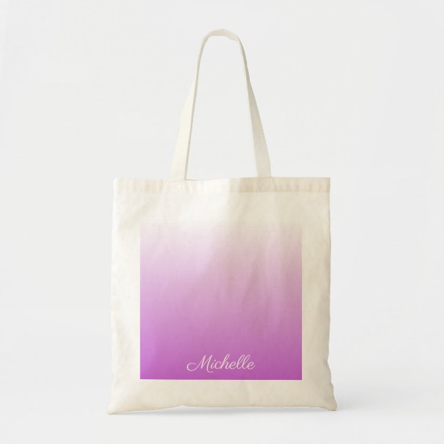 Bolso De Tela Lilac púrpura oscuro nombre personalizado (Frente)