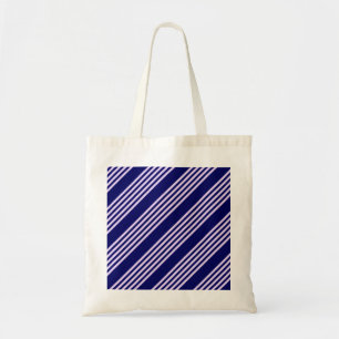 Bolso De Tela Lilac púrpura y azul marino cinco rayas patrón
