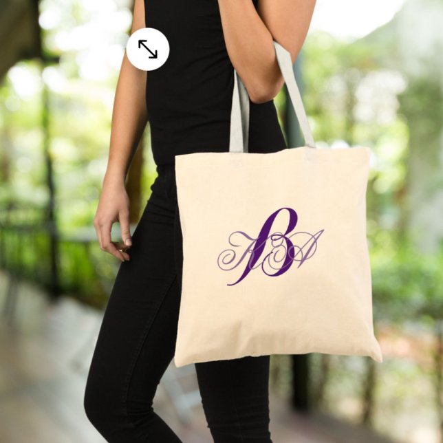 Bolso De Tela lilac romántico lac sombrío monogramas púrpura dam (romantic lilac ombre purple monograms bridesmaid tote bag)