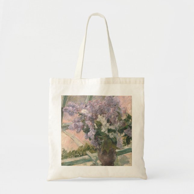 Bolso De Tela Lilacs en la ventana por Mary Cassatt American Pai (Frente)