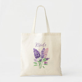 Bolso De Tela Lilas púrpura Acuarela Floral Novia Boda