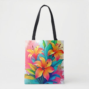 Bolso De Tela Lilios Tropicales Vibrantes: Alma de Verano