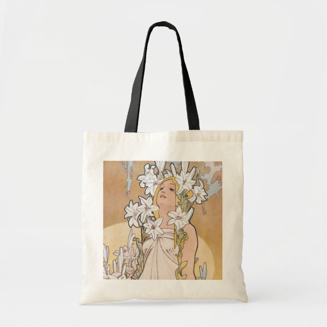 Bolso De Tela Lily (Cuatro Flores), Alphonse Mucha (Frente)