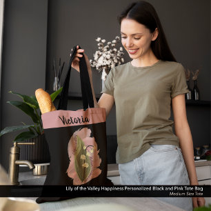 Bolso De Tela Lily de la Felicidad del Valle Negro Personalizado