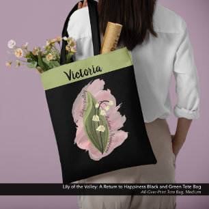Bolso De Tela Lily de la Felicidad del Valle Negro Personalizado