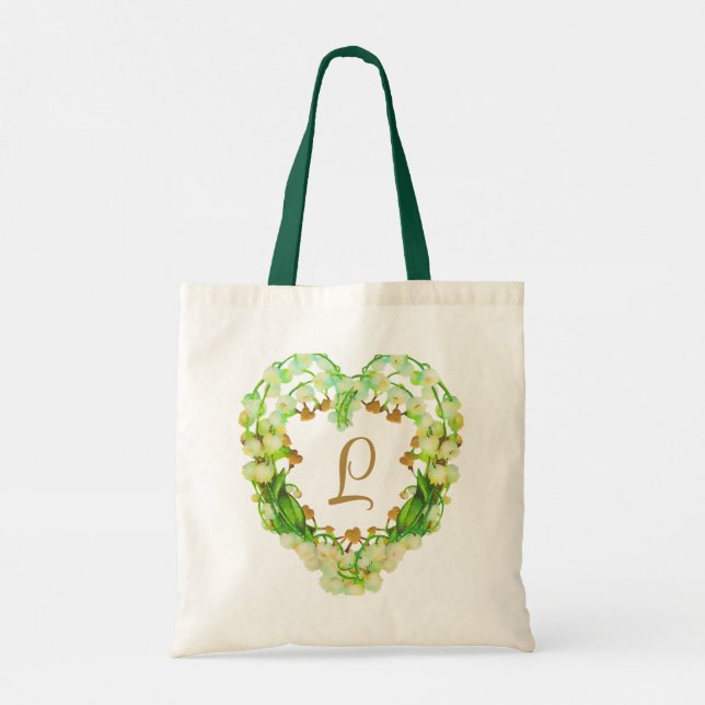 Bolso De Tela Lily-of-the-Valley Heart Personalizada (Reverso)