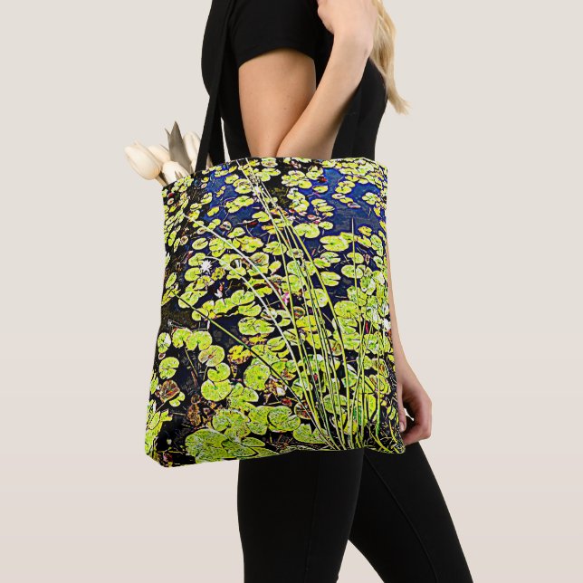Bolso De Tela Lily Pads y Reeds Floral (Detalle)
