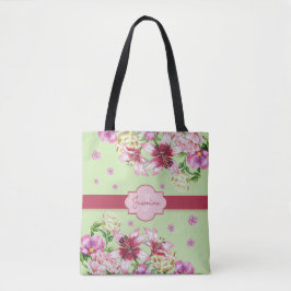 Bolso De Tela Lily y Peony Floral Mint