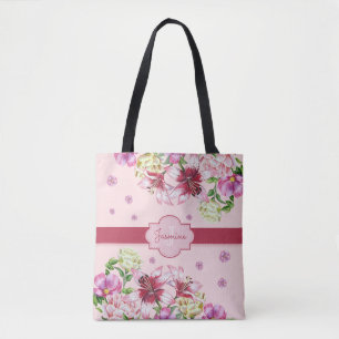 Bolso De Tela Lily y Peony Floral Pink
