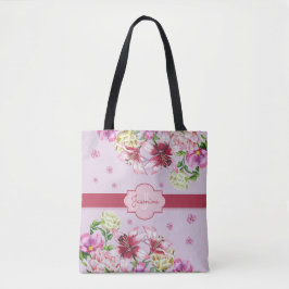 Bolso De Tela Lily y Peony Floral Purple