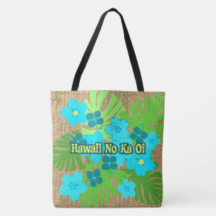 Bolso De Tela Limahuli Garden Hawaii Floral Beach Bag -Turq