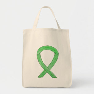Bolso De Tela Lime Green Awareness Ribbon Personalizado Art Tote
