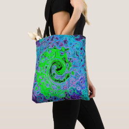 Bolso De Tela Lime Green Groovy Resumen Retro Liquid Swirl