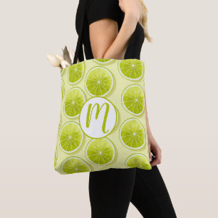 Bolso De Tela Lime Slices en amarillo claro