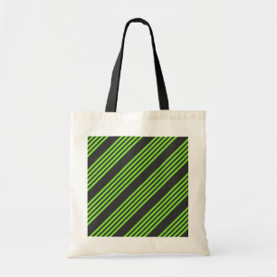 Bolso De Tela Lime verde y carbón vegetal cinco rayas patrón