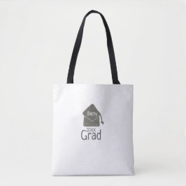 Bolso De Tela Límite de graduación plateado purpurina añadir nom